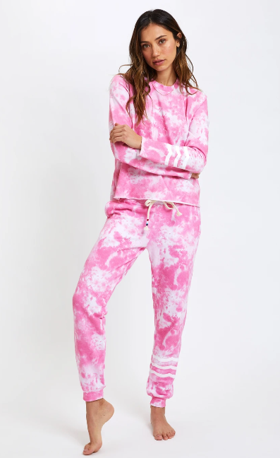 Sol Angeles passion pink marble pullover sweatshirt