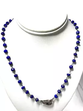 S.Row Designs Blue Lapis Necklace with Diamond Clasp