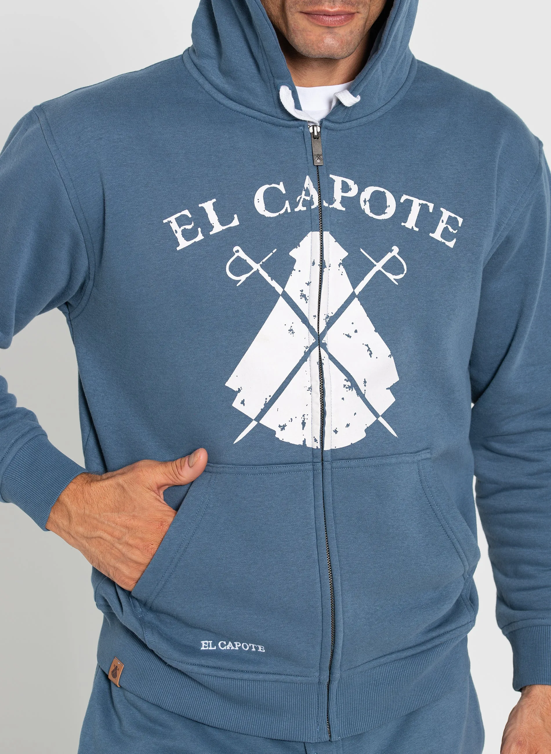 Sudadera Capucha con Cremallera Azul Lavanda Hombre