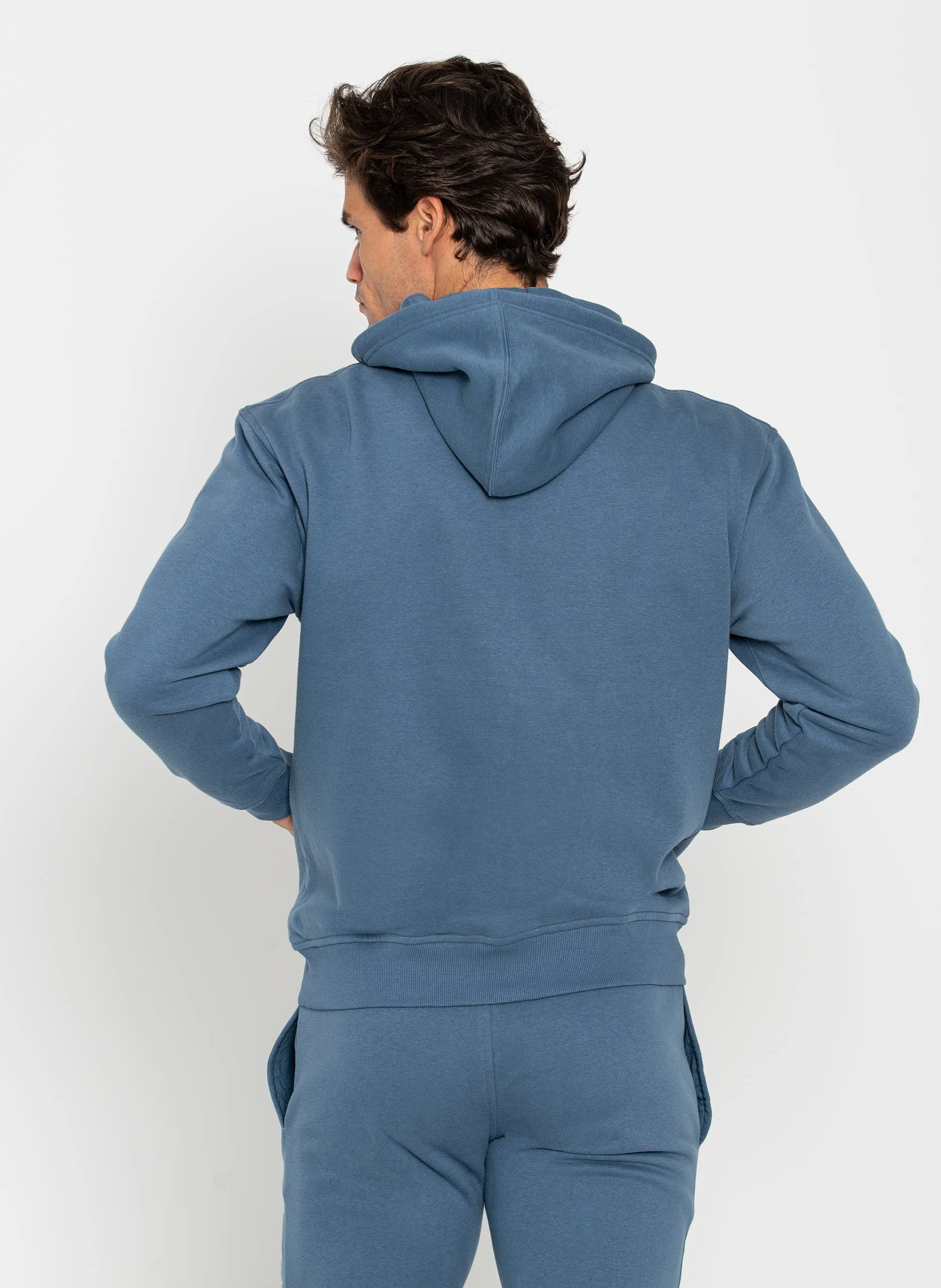 Sudadera Capucha con Cremallera Azul Lavanda Hombre