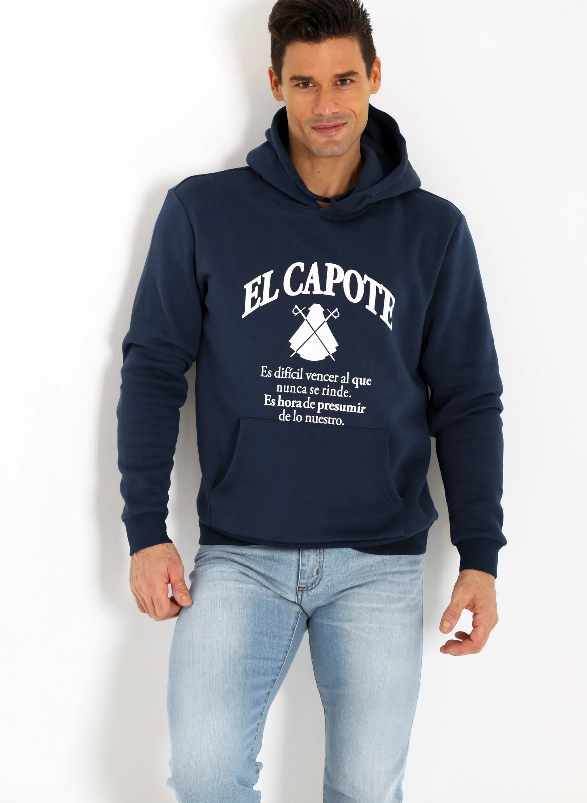 Sudadera Hombre Capucha Azul