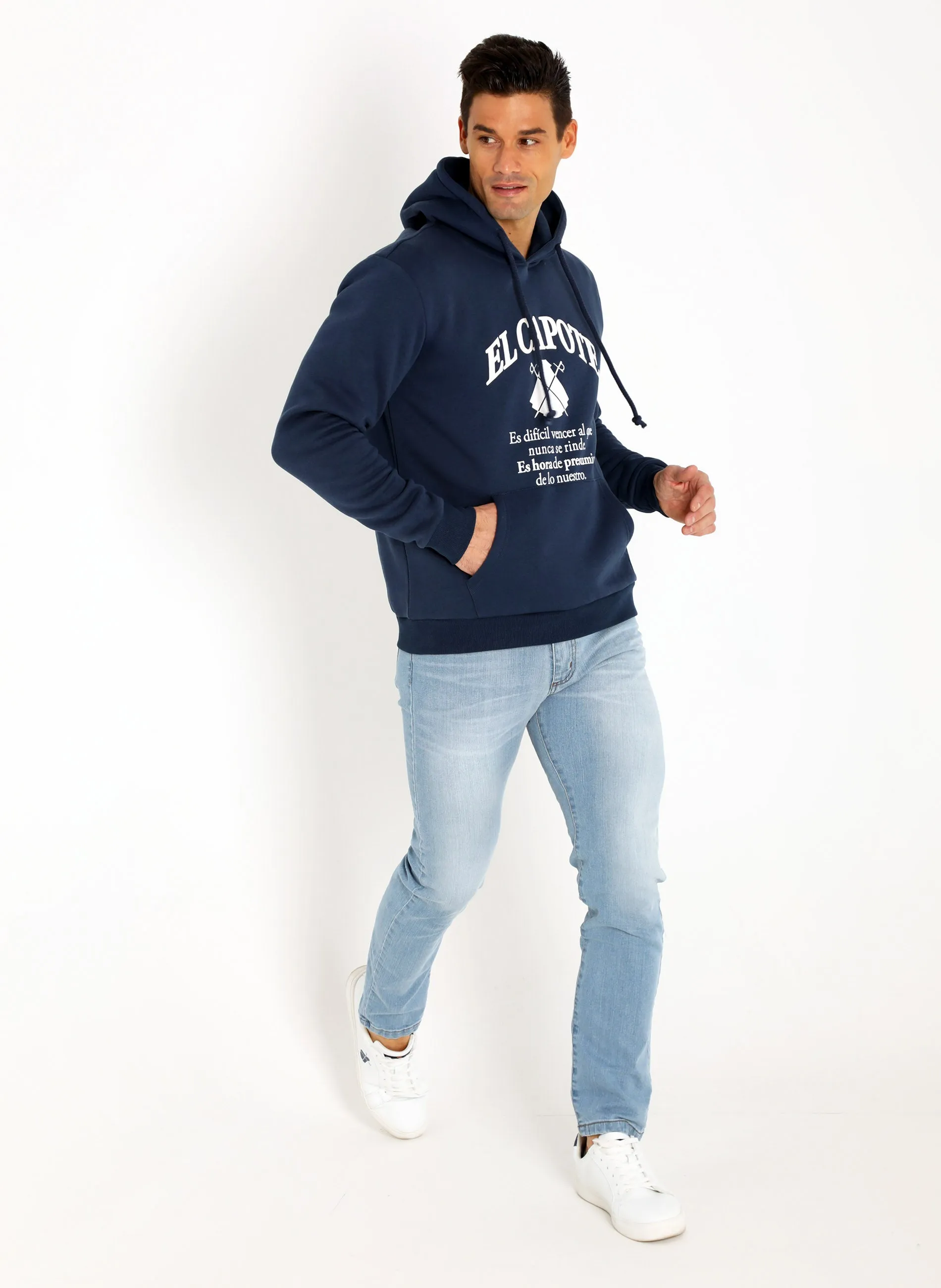 Sudadera Hombre Capucha Azul