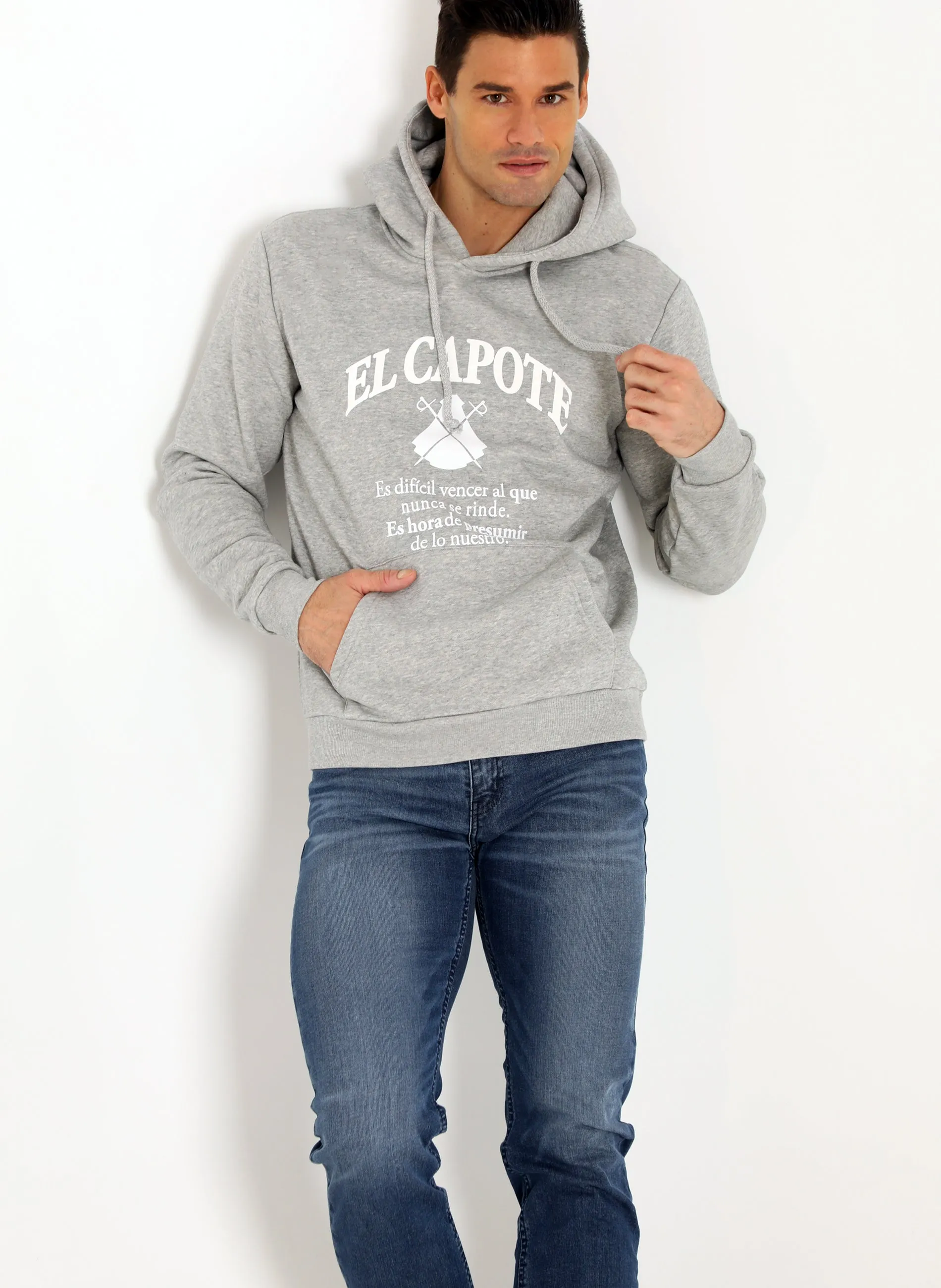 Sudadera Hombre Capucha Gris