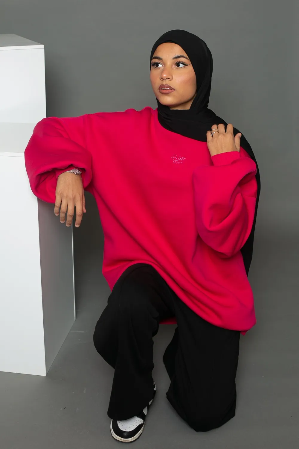 Sudadera Maxi Salam con mangas abullonadas fucsia