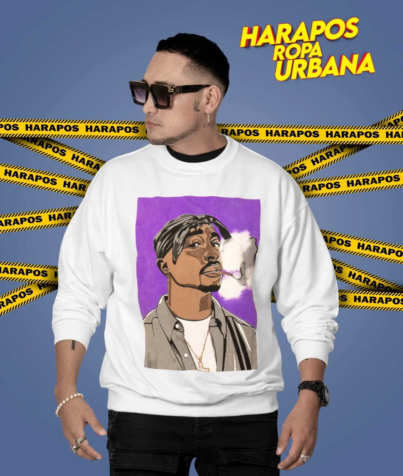 Sudadera Zara Tupac blanca