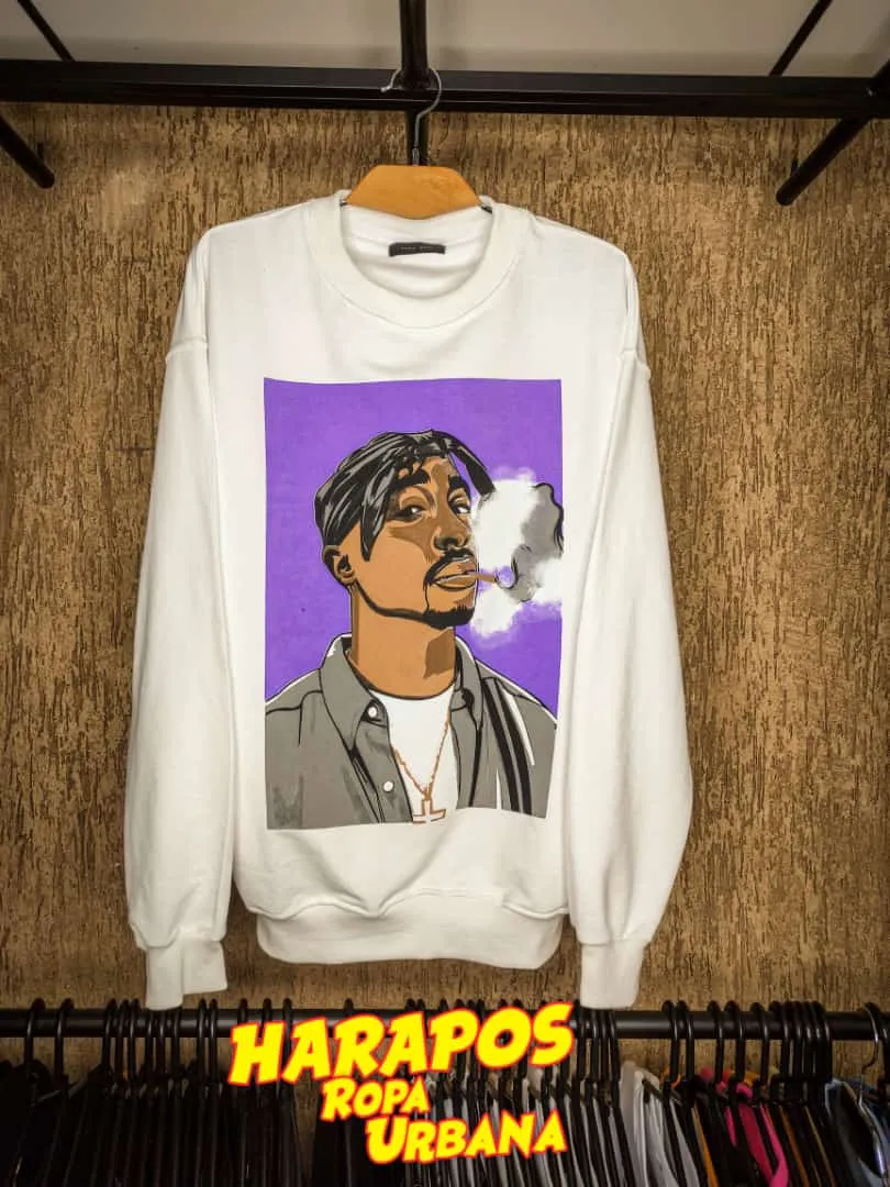 Sudadera Zara Tupac blanca