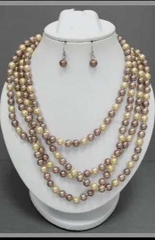 Tan - Brown  Pearl Beaded 72