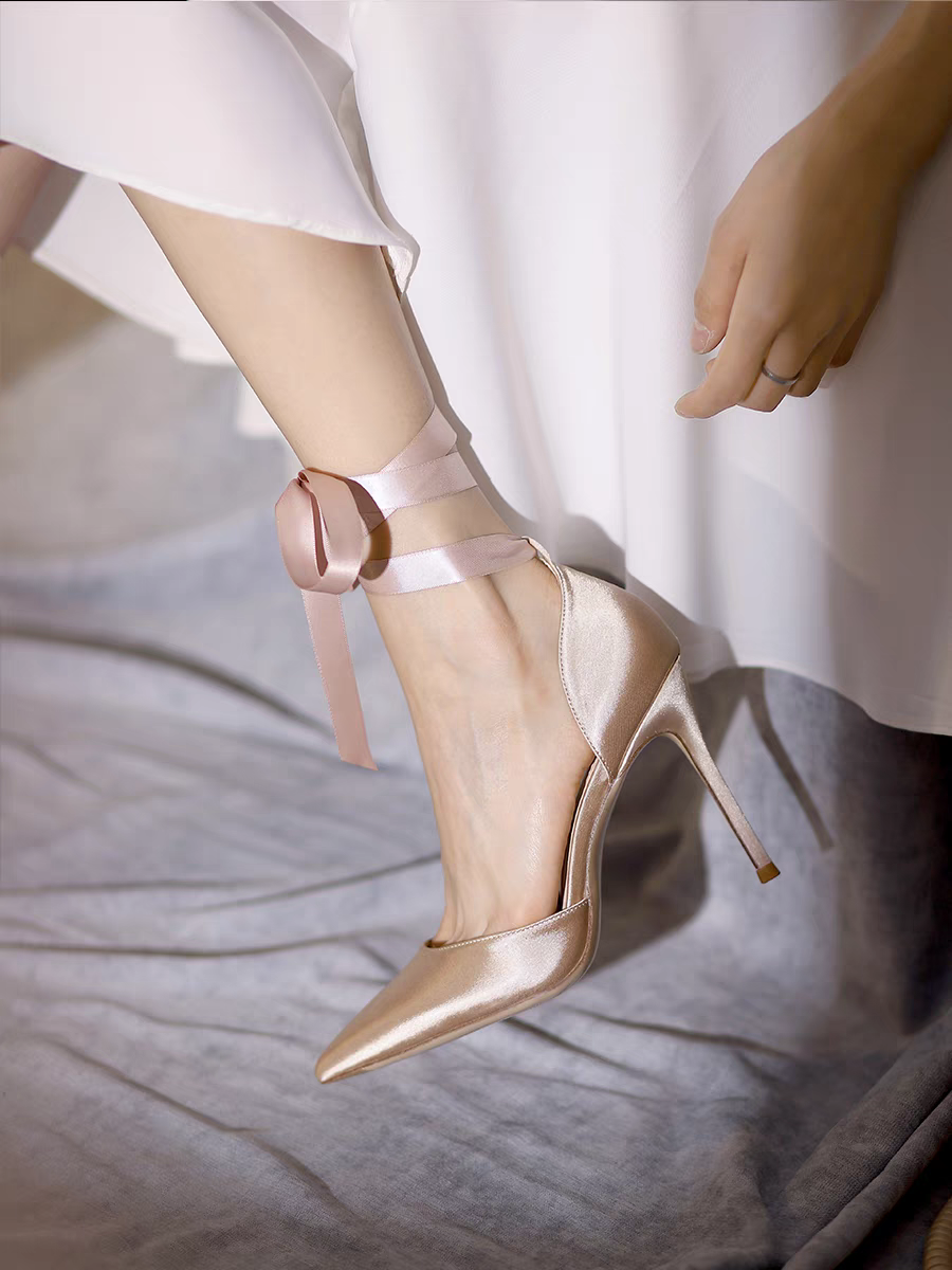 The Isabelle Champagne Lace Up Heels (Available in 3 Colours)