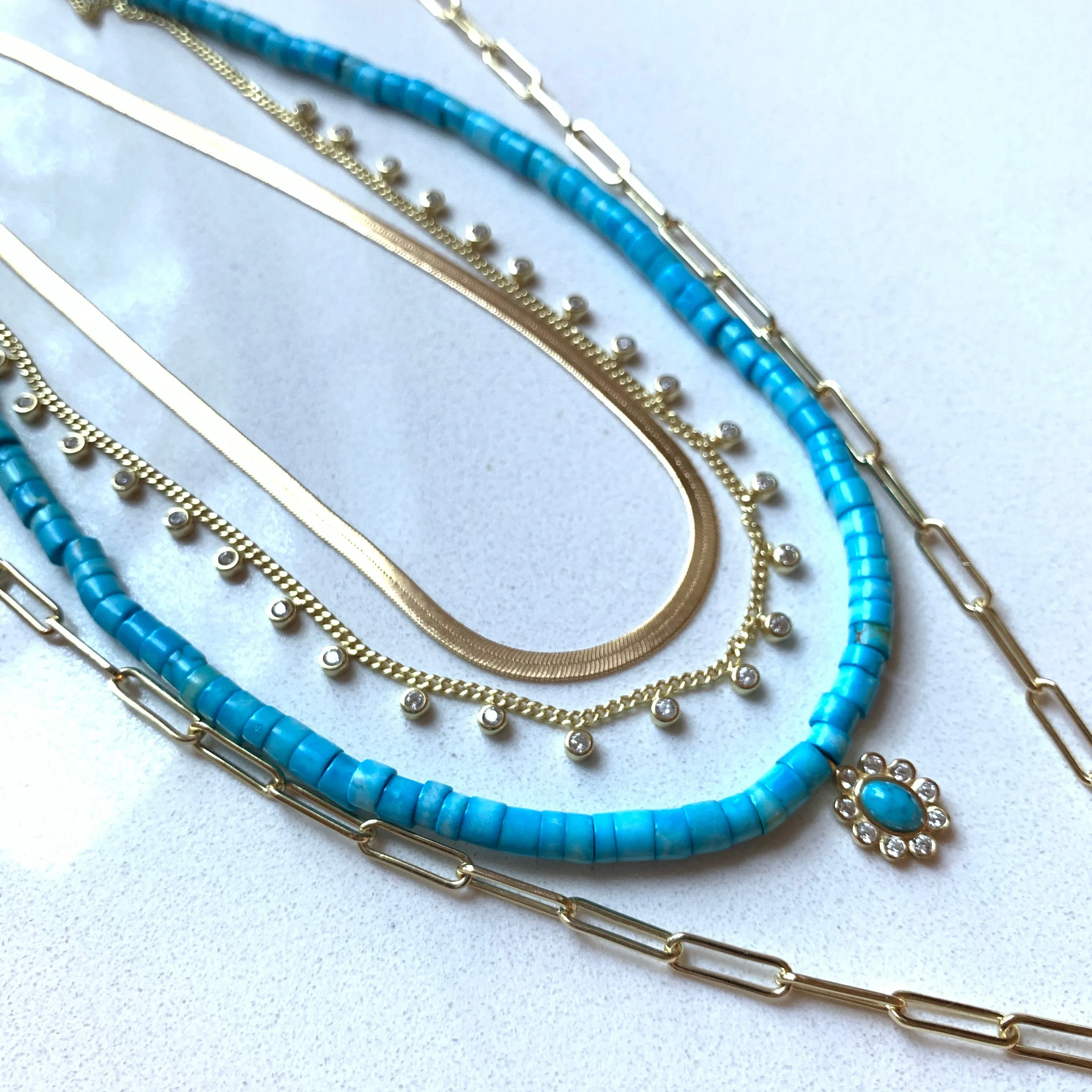 Turquoise Layering Necklace with Charm