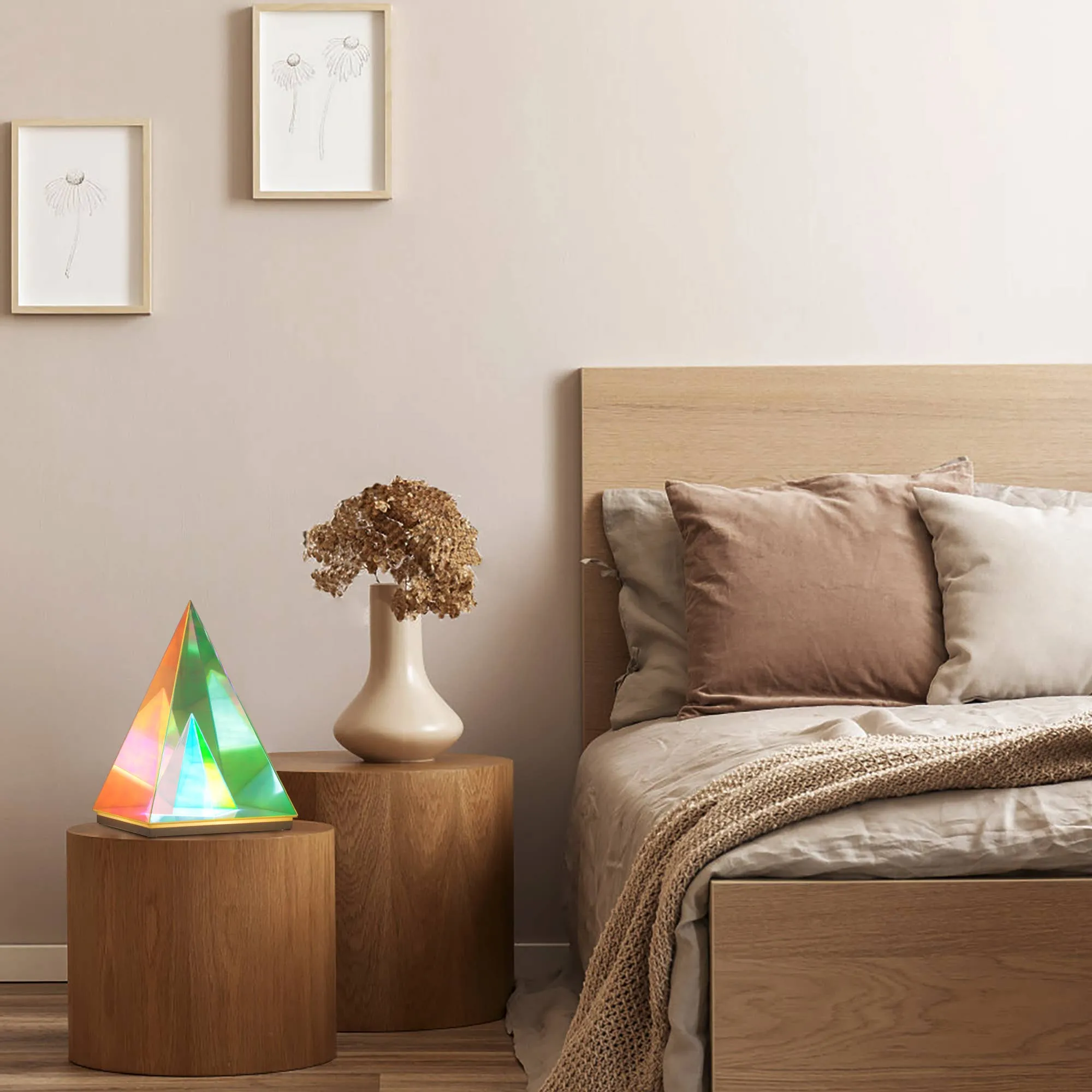 Unique Acrylic Pyramid LED Table Lamp