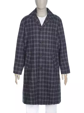 Universal Works Long Swing Coat upcycled check tweed charcoal P2509