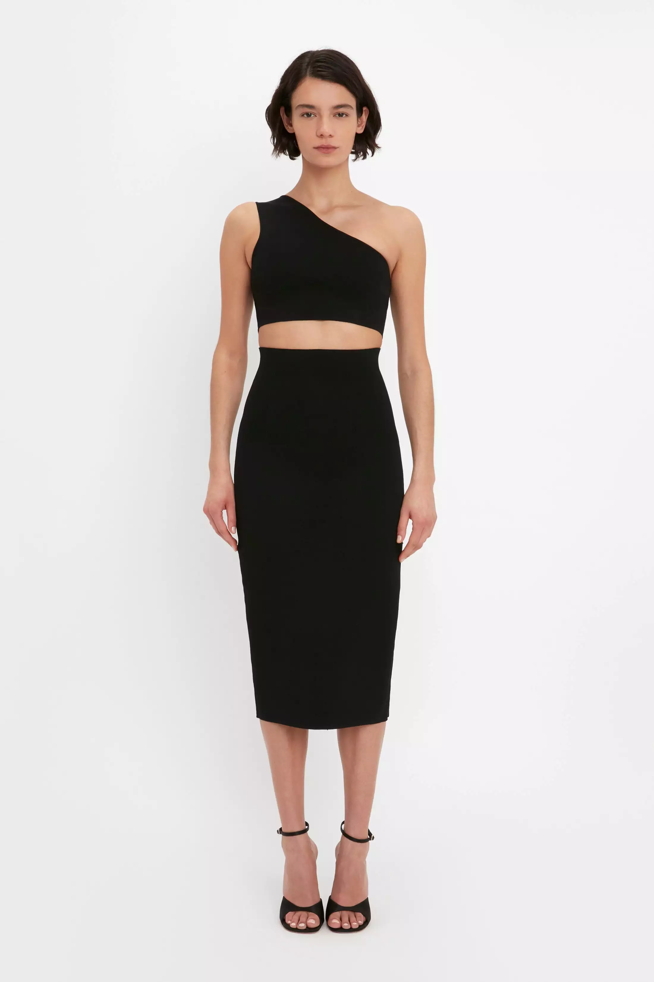 VB Body Fitted Midi Skirt In Black