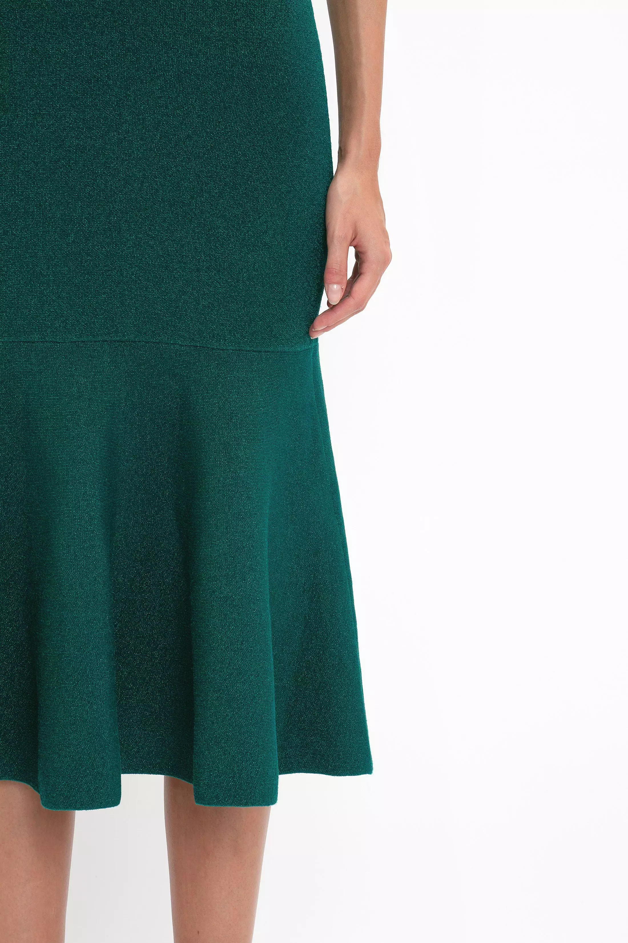 VB Body Flared Skirt In Lurex Green