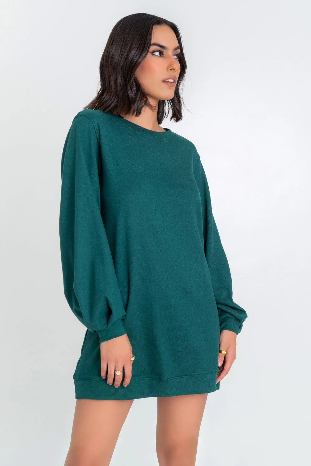 Vestido sudadera fit oversized de manga larga