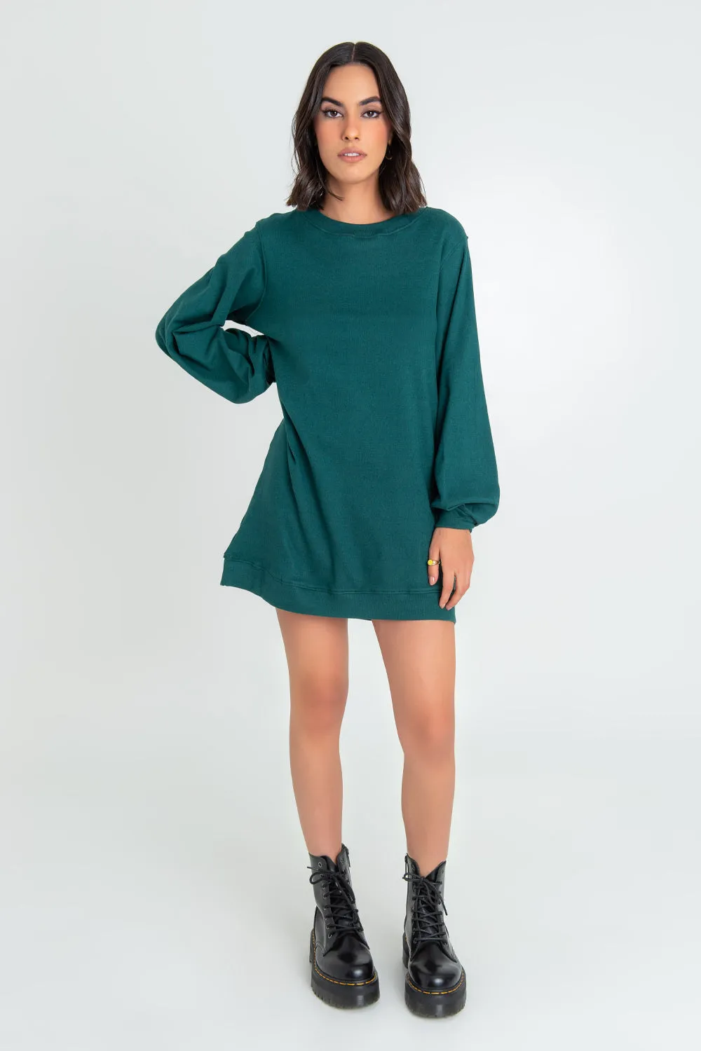 Vestido sudadera fit oversized de manga larga