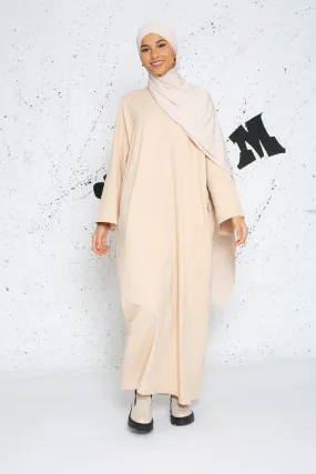 Vestido sudadera oversize beige manga ancha