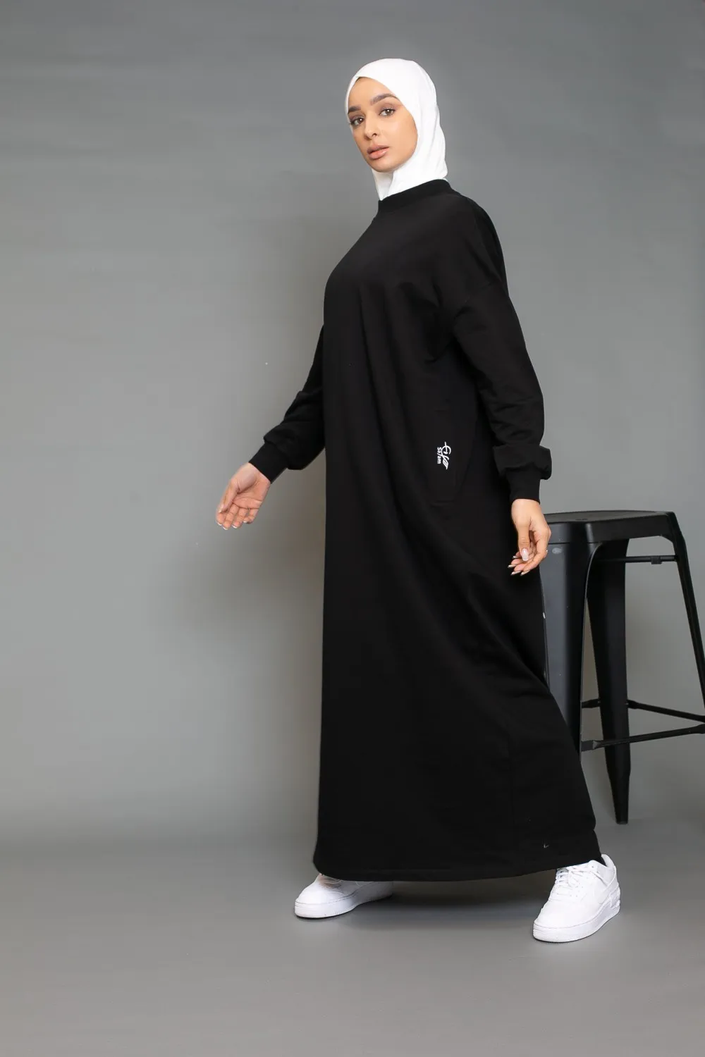 Vestido sudadera oversize negro