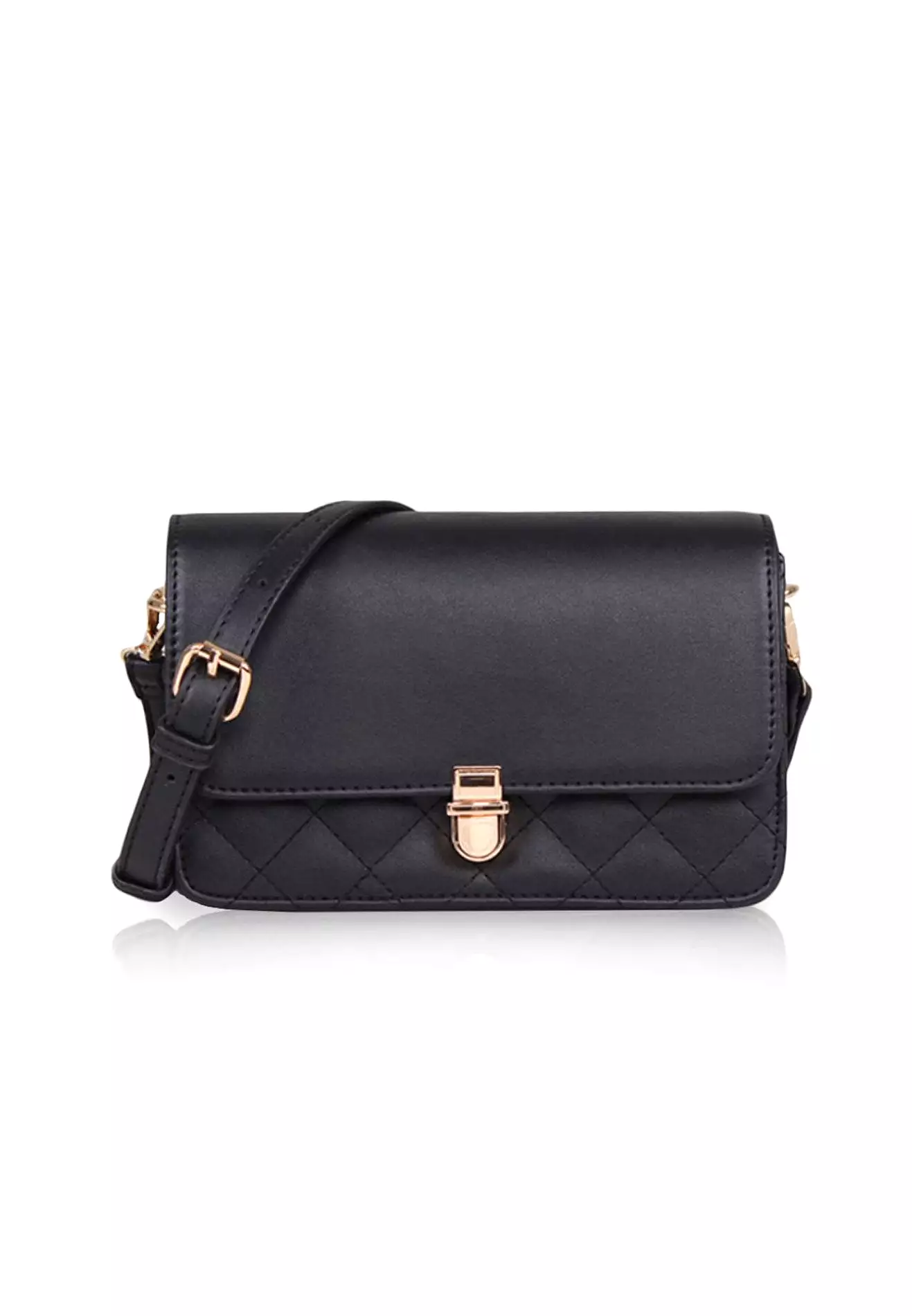 VOIR Boxy Clasp Quilted Crossbody Bag