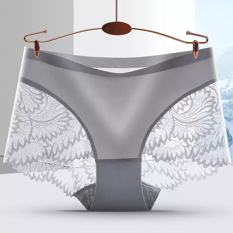 Women's Seamless Underwear Female Panties Quality Lace Antibacterial Woman Mid Waist Soft Silk Panty Underpants Bragas Mujer