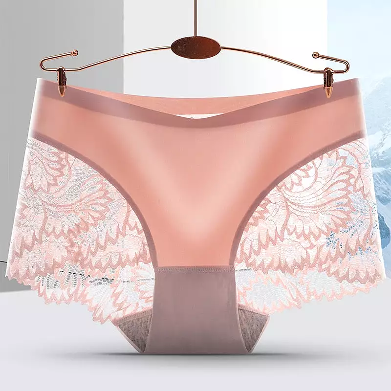 Women's Seamless Underwear Female Panties Quality Lace Antibacterial Woman Mid Waist Soft Silk Panty Underpants Bragas Mujer