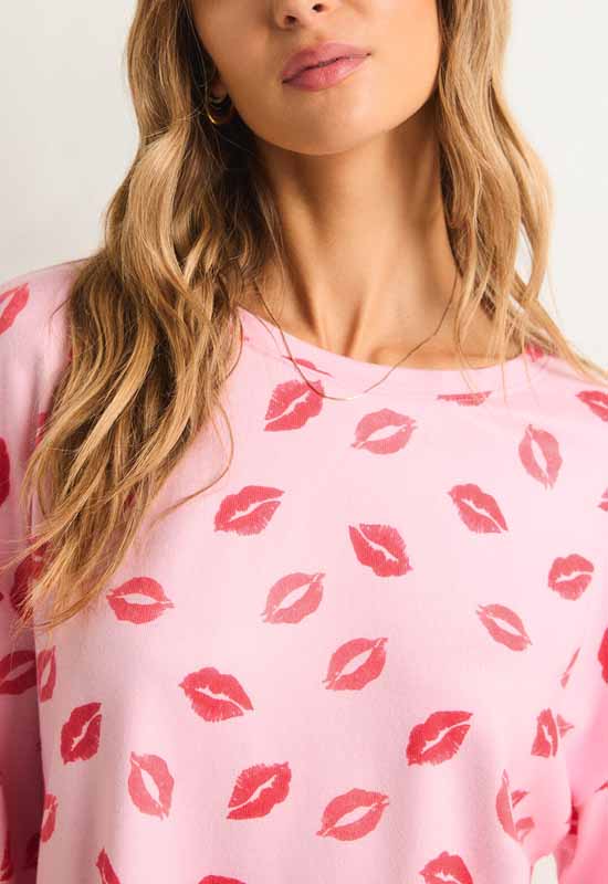 Z Supply - Pucker Up Kisses Long Sleeve Top Cotton Candy